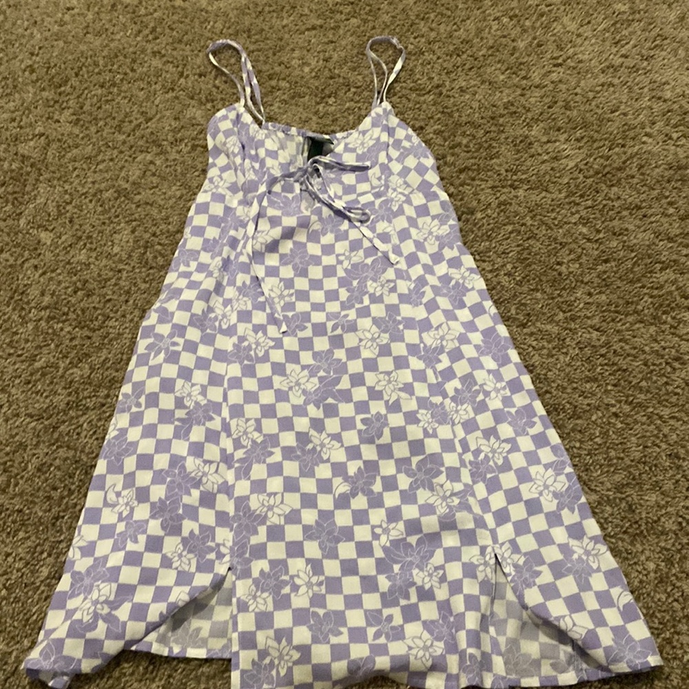 purple dress with flowers